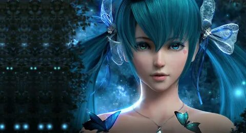 Download 3D Anime Blue Hair Girl wallpaper for your desktop, mobile phone a...