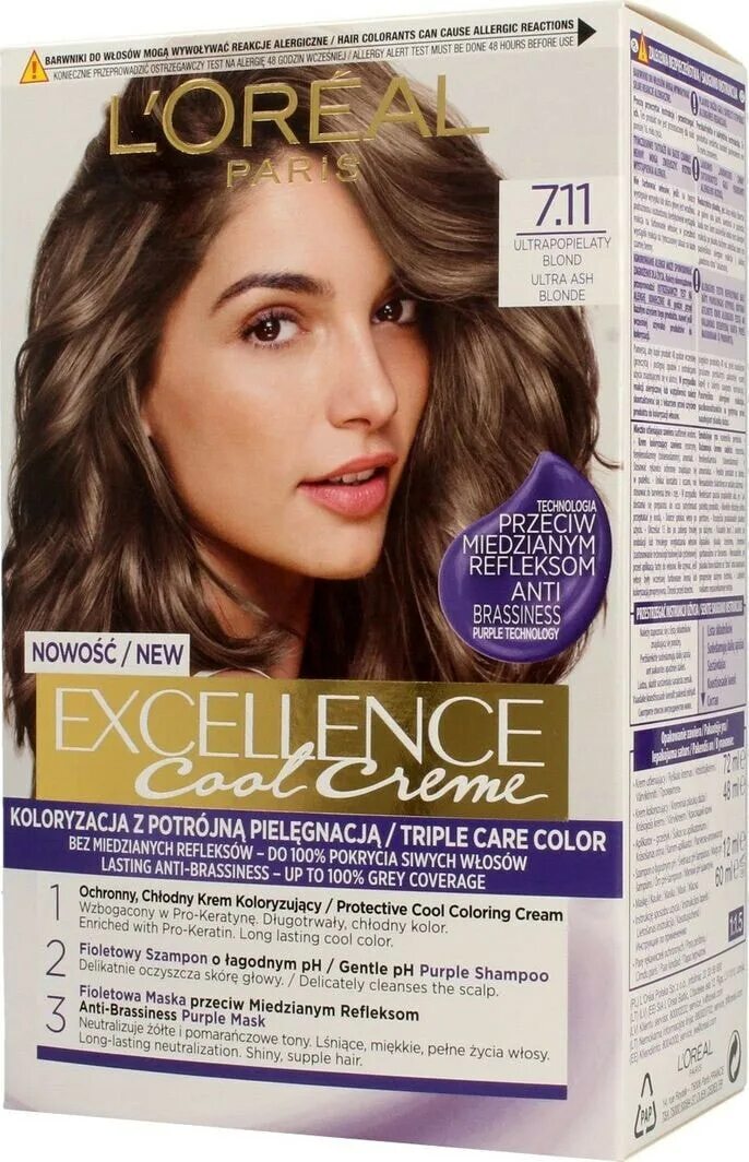 Отзывы лореаль 7.11 ультра. Loreal Excellence 7.11. 7.7 Краска для волос Loreal. Loreal Excellence пепельные оттенки 7.11. Краска лореаль 7.11 ультра пепельный.