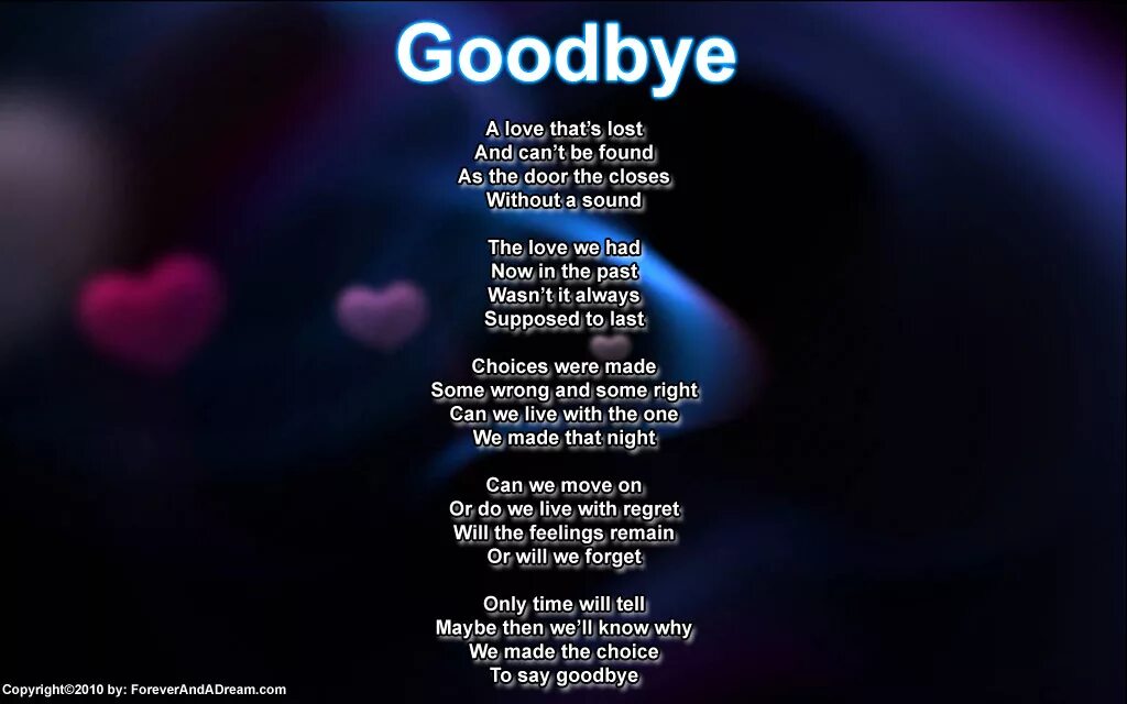 Песня i see i say. Стихотворение Goodbye. Goodbye poem. Goodbye картинка. Farewell my Love открытка.