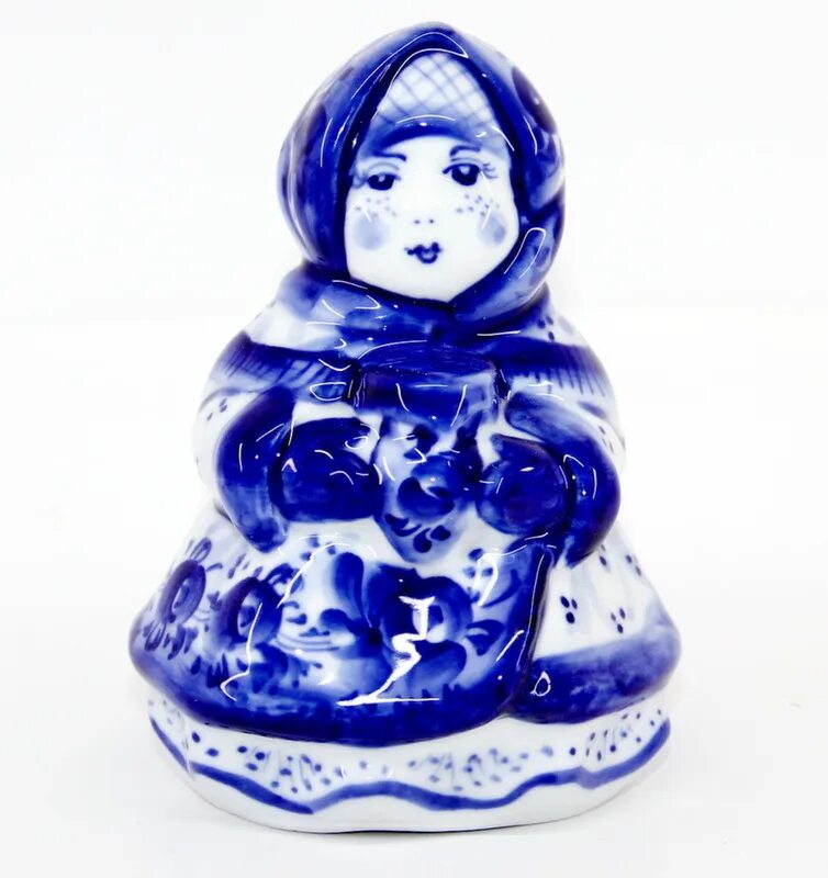 гжель. девочка гжель. гончар статуэтка фарфор авторская гжель. колокольчик барышня. барыня гжель.