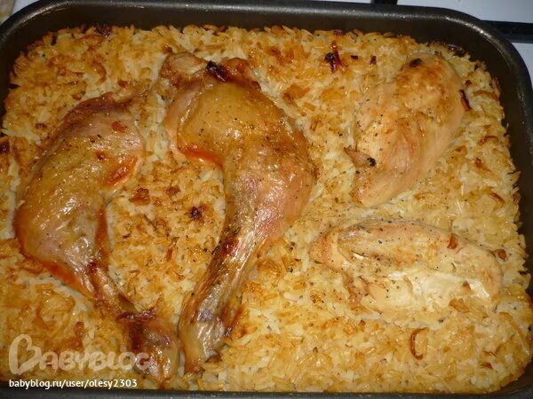 Курица с рисом в духовке в пакете