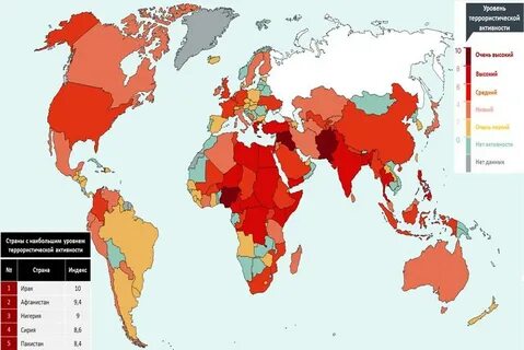 Страны с повышенной террористической активностью