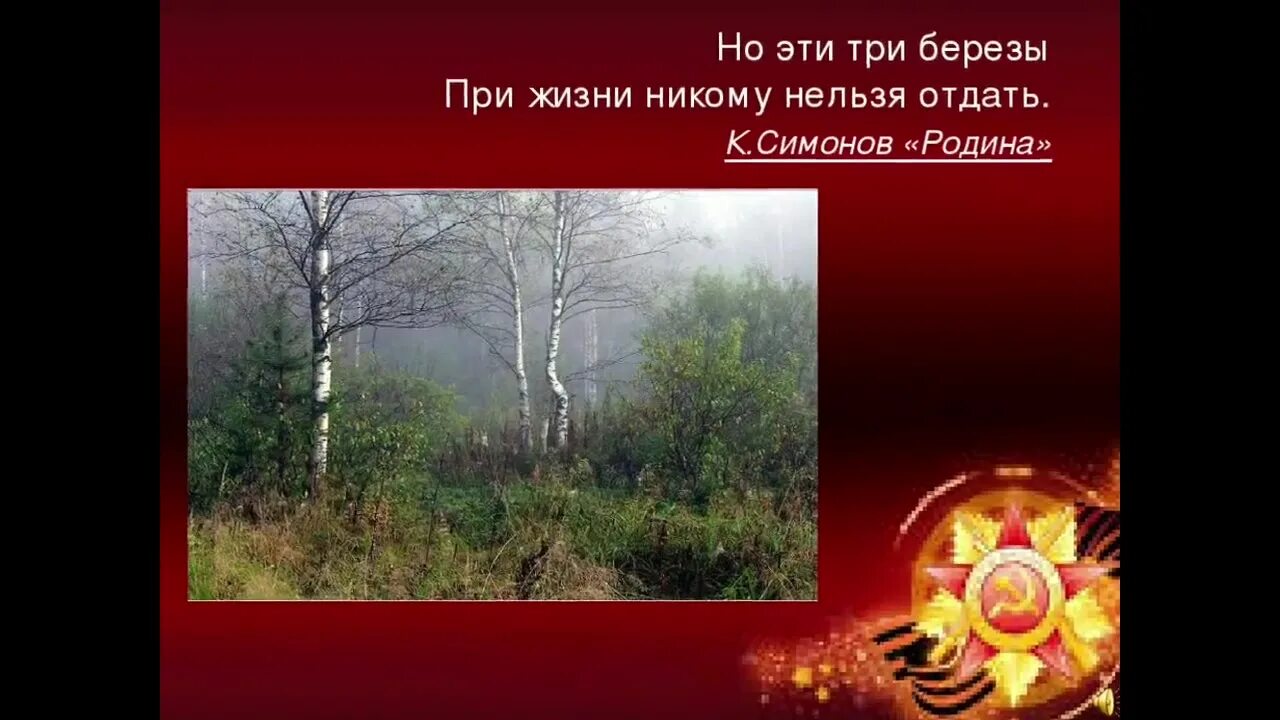 Писатели о родине о войне. Стих Константина Симонова Родина. Три березы Симонов Родина.