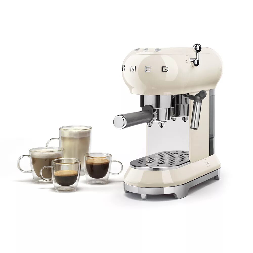 Сервис смег. Кофемашина Smeg ecf01creu. Кофеварка Smeg ecf01pbeu. Кофеварка рожковая Smeg ecf01 кремовый. Кофеварка эспрессо Смег.