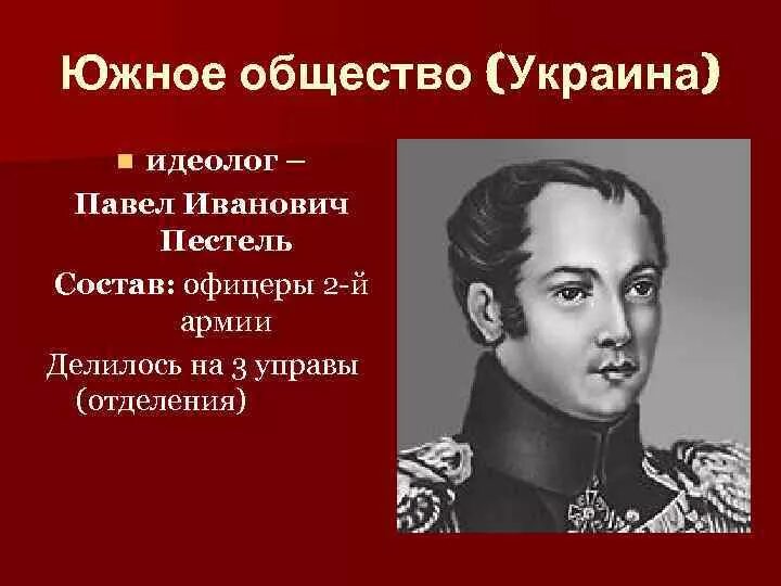 Южное общество украина. Пестель при Александре 1.