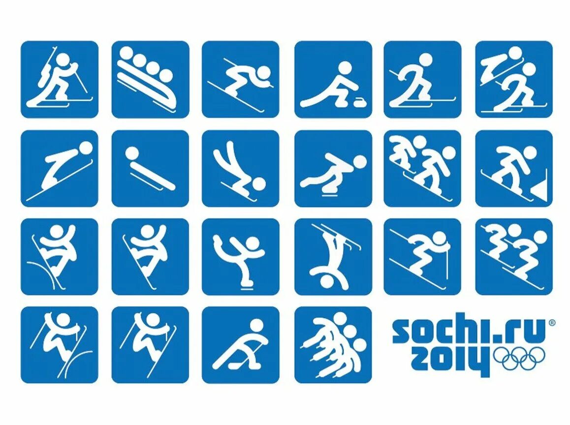 Какие есть спортивные знаки. Пиктограммы спортивных игр в Сочи-2014. Олимпийские игры в Сочи 2014 виды спорта. Пиктограммы зимних Олимпийских игр в Сочи 2014.
