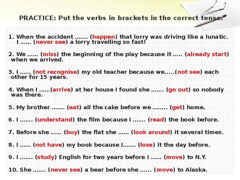 Put the verbs into the future