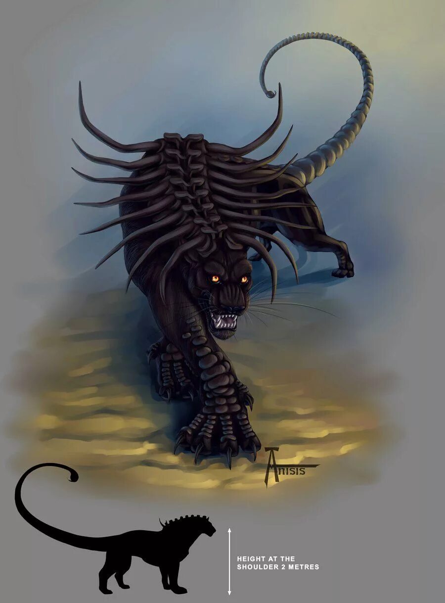 Голова льва тело скорпиона. Скорпион Лев Мантикора. Мантикора мифическое существо. Мантикора тигр. Мантикора Греческая мифология.