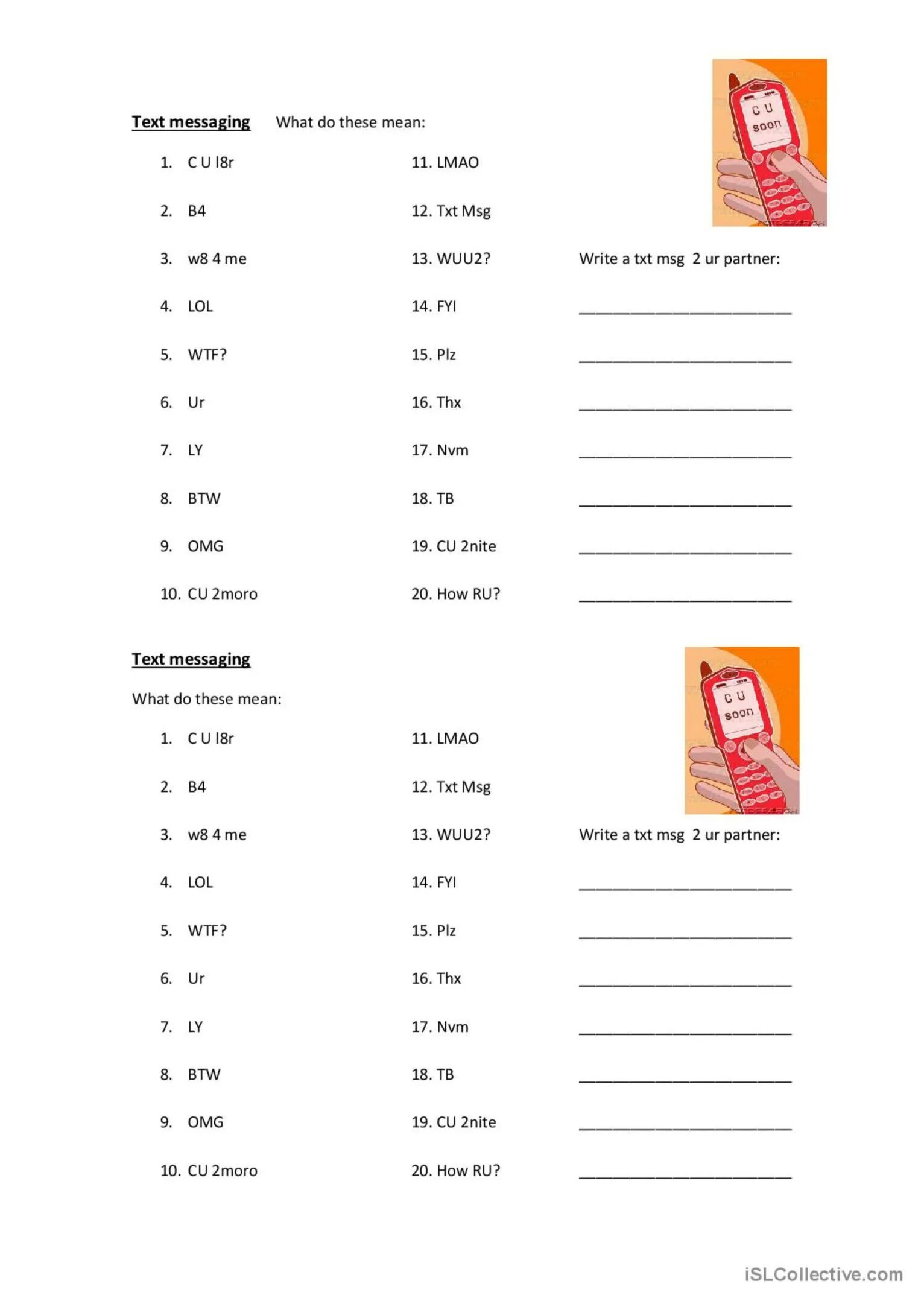 Text messages Worksheet. Abbreviations in English SMS Worksheets. Text messages abbreviations Worksheet. Text messages language.