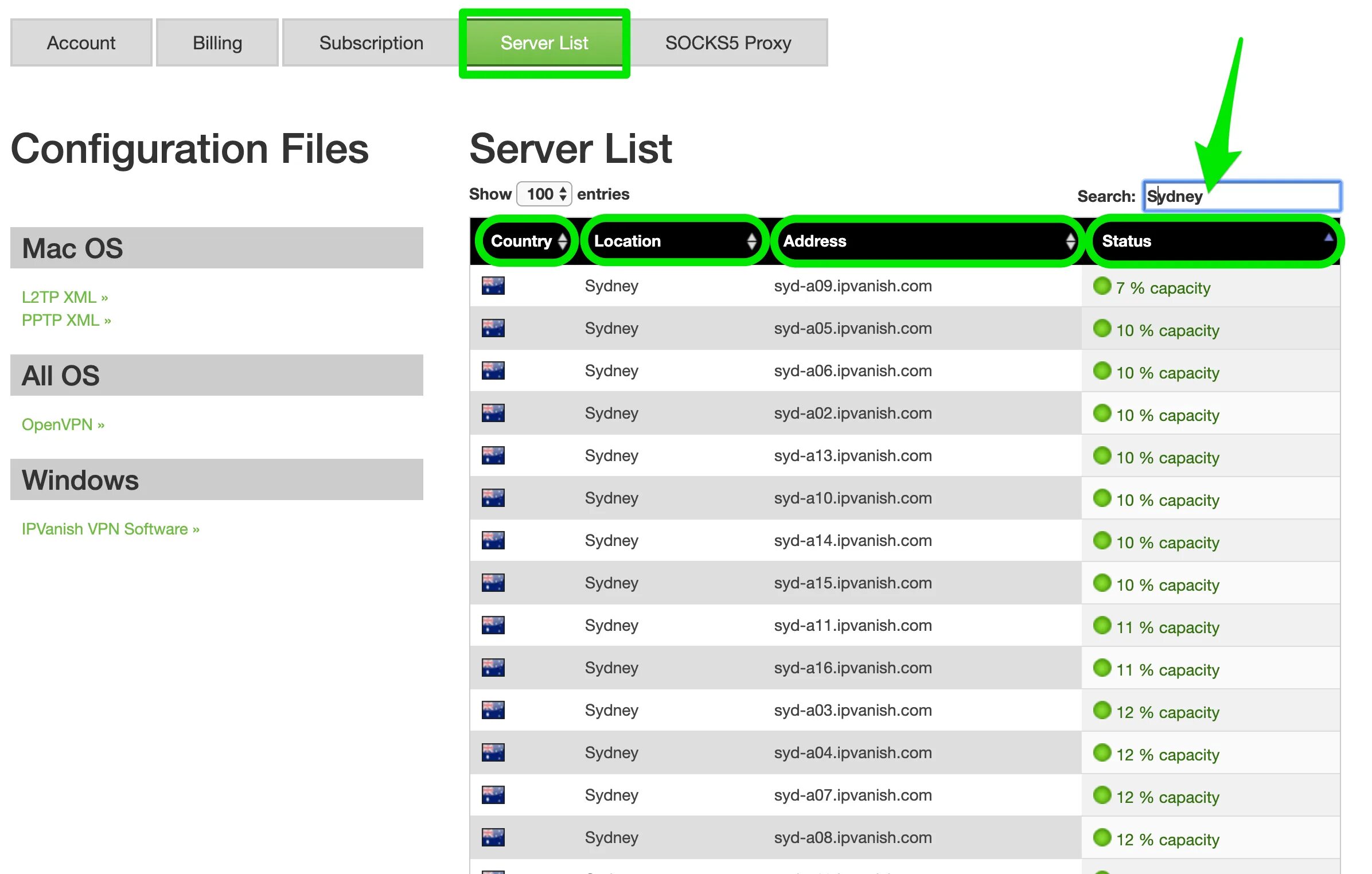 Список серверов. Server list. VPN Servers list. Черный список серверов