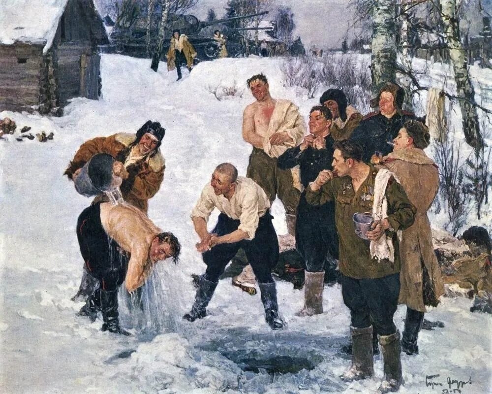 Советские художники произведения. Утро танкистов б ф Федоров 1954.