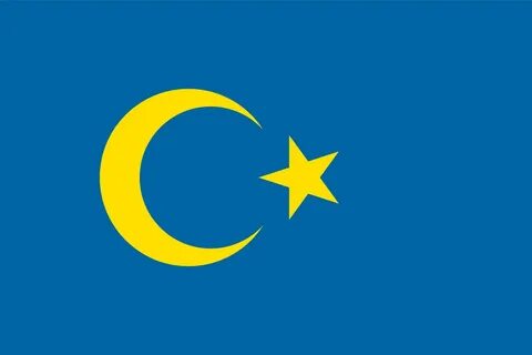 Флаг голубой красный зеленый с месяцем