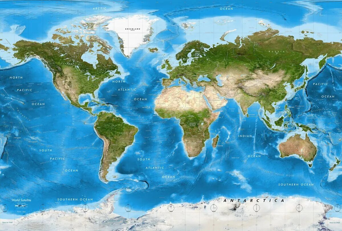 Стоки материков. Карта планеты земля.