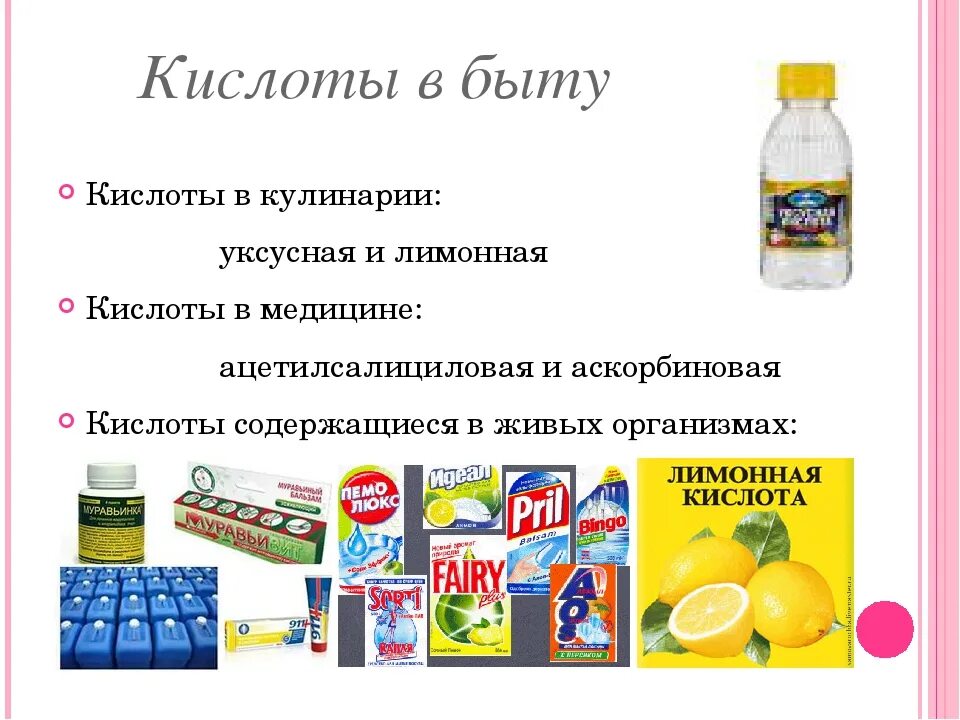 Кислоты в быту. Кислоты в быту примеры. Кислоты применяемые в быту. Органические кислоты в быту. Уксусная кислота в быту