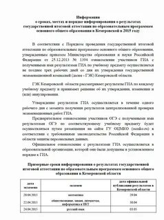 Информирование о результатах огэ