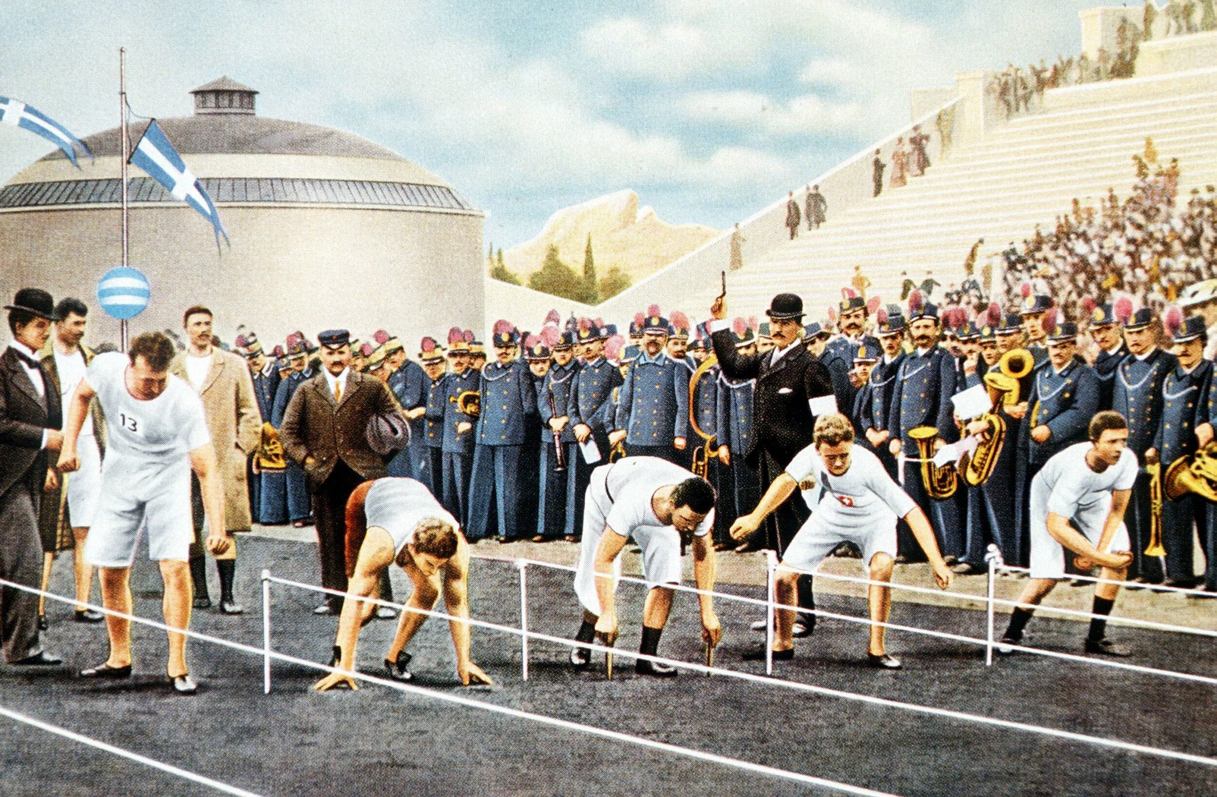 Первая историческая игра. Олимпийские игры в Афинах 1896. Первые Олимпийские игры современности Афины 1896. Первые Олимпийские игры 1896 год.