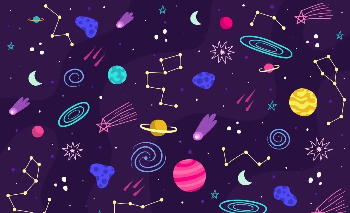 Космос элементы. Космос мультяшный. космос вектор. космические векторные иллюстрации. паттерн детский космос.