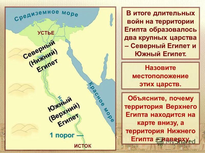 Объединение египта 5 класс кратко. Карта древнего Египта Северный и Южный Египет. Объединение древнего Египта 5 класс. Объединение верхнего и Нижнего царства в Египте. Объединение Северного и Южного Египта.