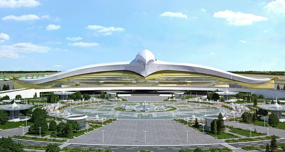 Ginnesning Rekordlar kitobidan joy olgan Ashxoboddagi yangi aeroport fotojamlanm