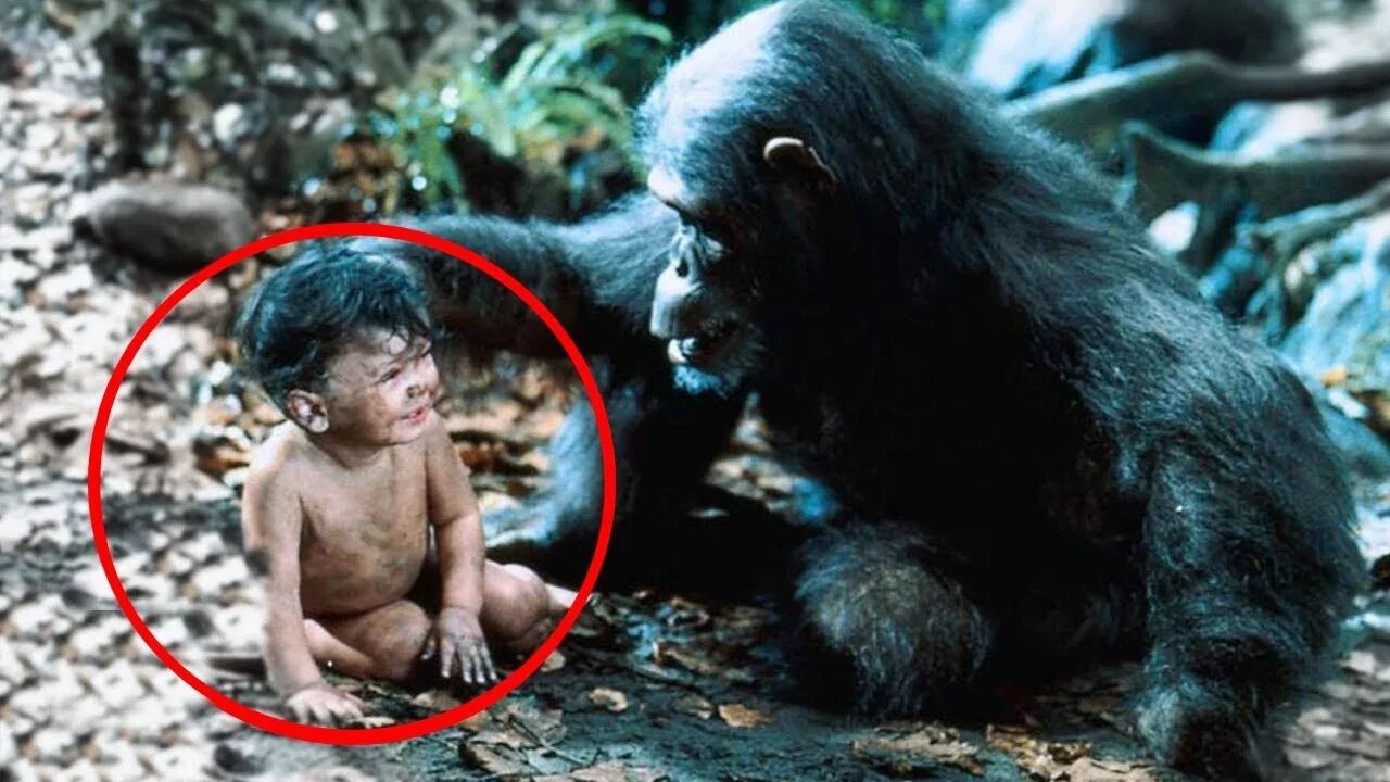 Дети живущие с животными. Маугли шимпанзе.