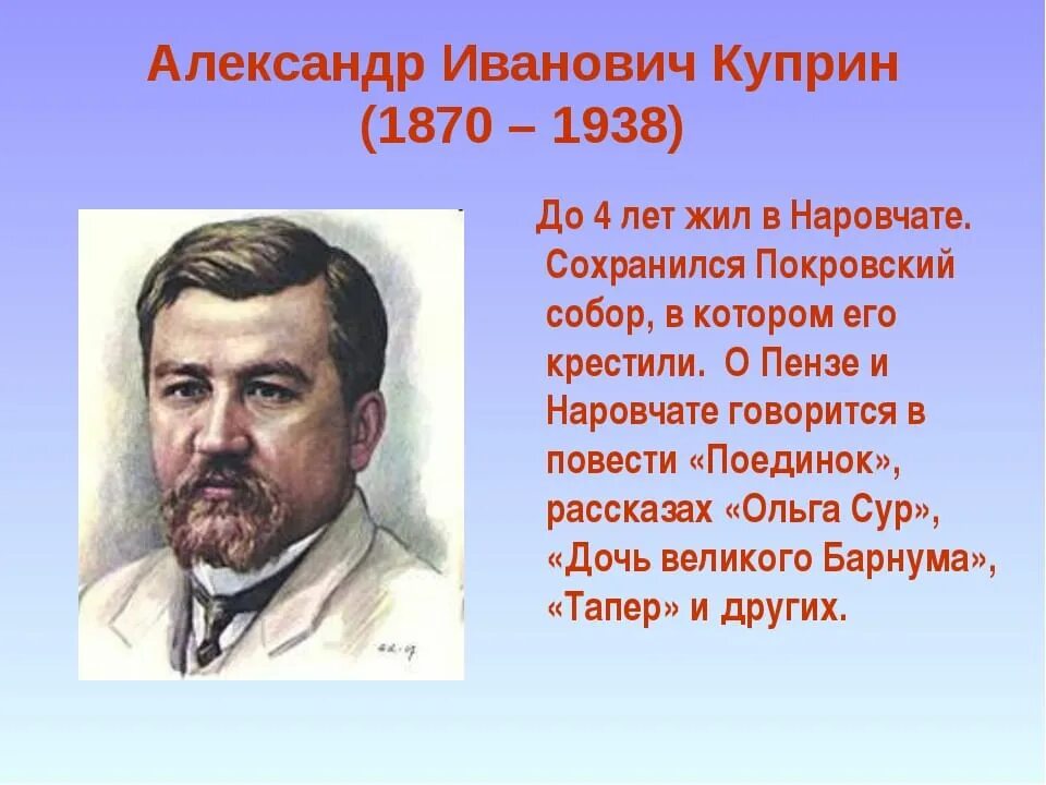 Рассказ о куприне кратко. Портрет Куприна 3 класс.