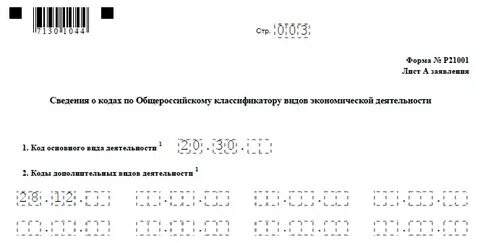 Форма р21001 образец