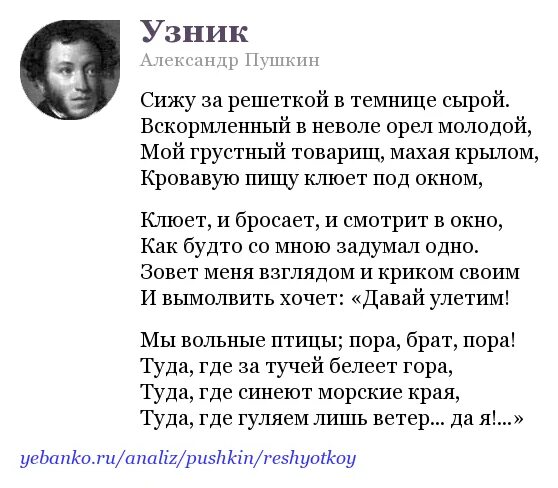 Сижу я в темнице орел молодой. Пушкин сижу за решеткой в темнице стих.