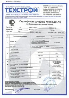 Трубы пэ100 sdr17 сертификат