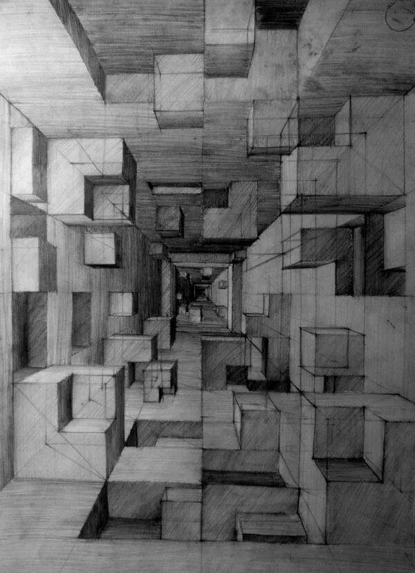 The Cube Arte en perspectiva, Dibujos de arte hermosos, Periodo geométrico