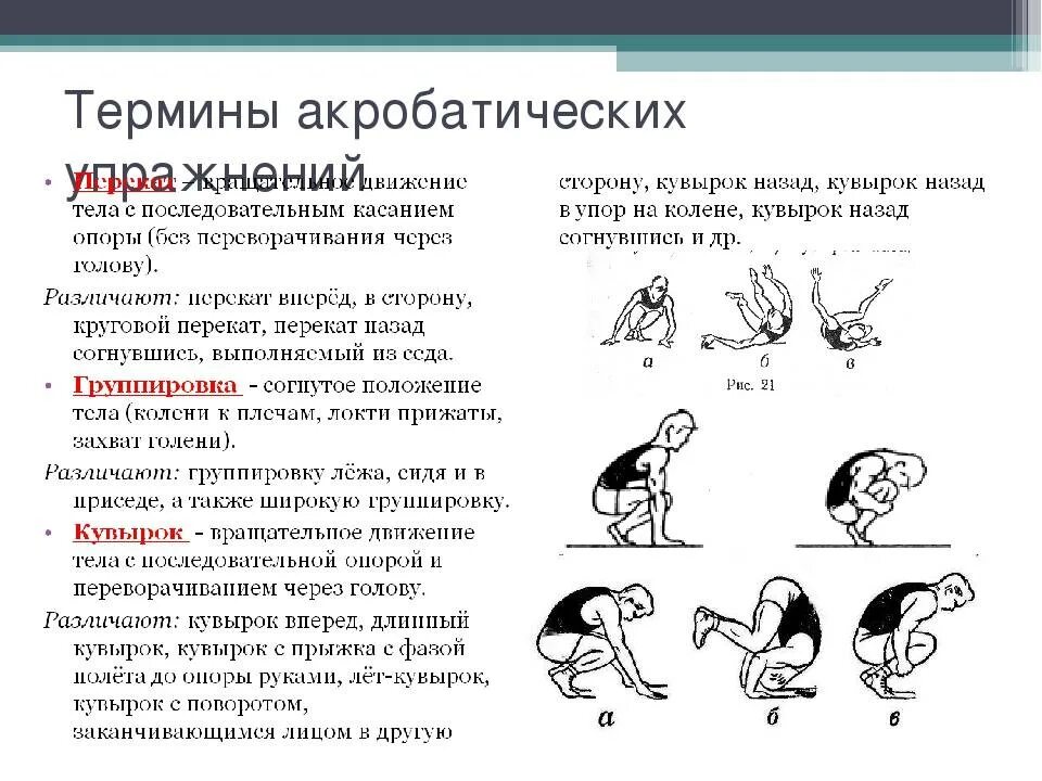 Как называется гимнастические упражнения. Терминология гимнастических упражнений по гимнастике. Схема классификации акробатических упражнений. Термины акробатических упражнений в гимнастике. Акробатические упражнения названия.