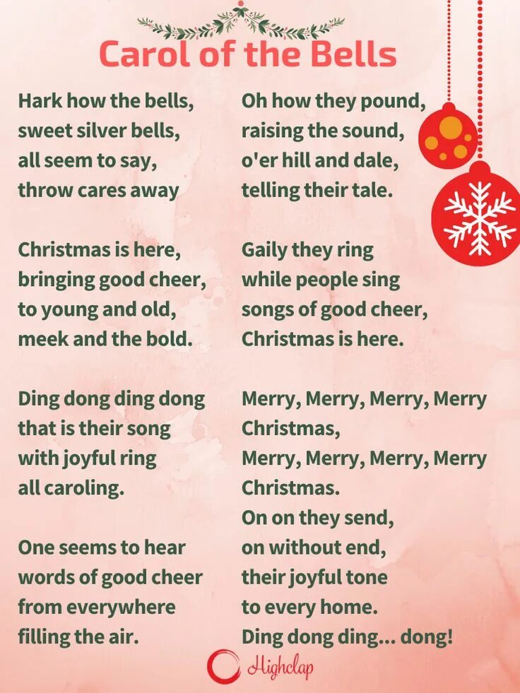 Carol of the bells текст. Sweet Silver Bells текст. Hark of the Bells. Hark how the Bells текст.