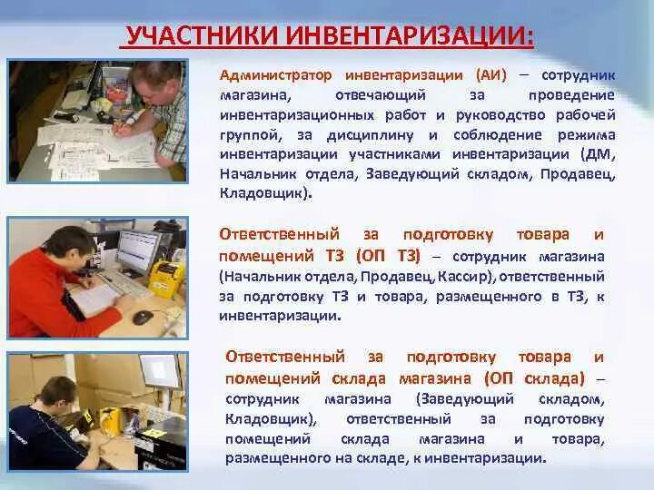 Работа проводить инвентаризации. Подготовка к проведению инвентаризации. Порядок проведения инвентаризации. Участники инвентаризации. Порядок проведения инвентаризации в магазине.