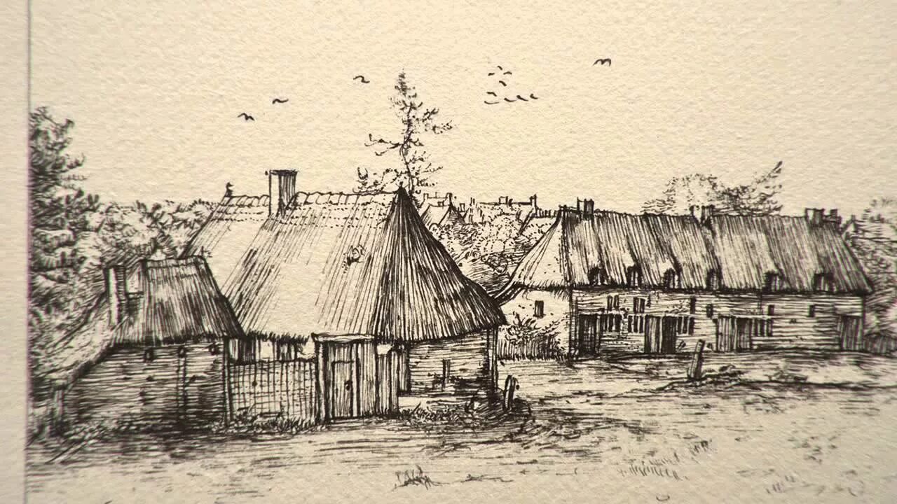 Старая деревня рисунок
