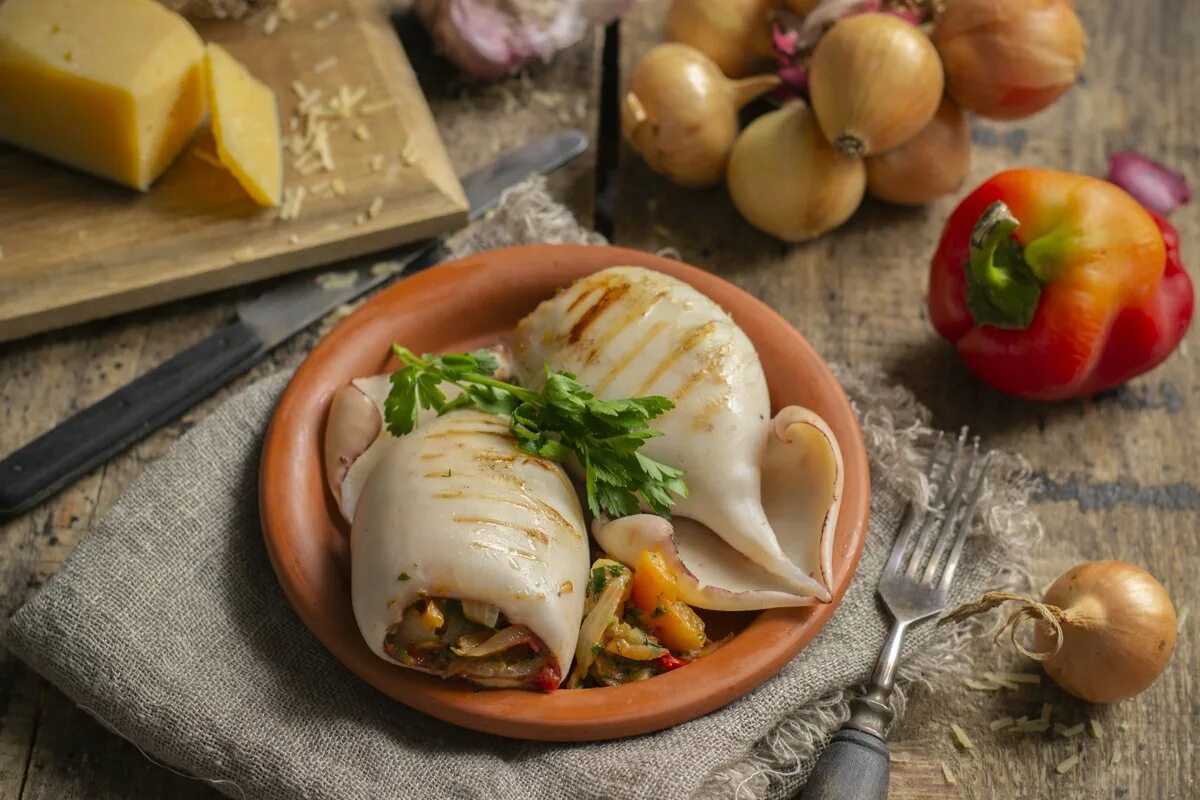 Рецепт кальмара с сыром