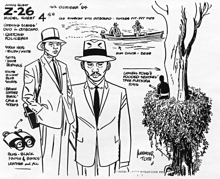 Jonny Quest 1964. Policeman character Design. Man areas jonny
