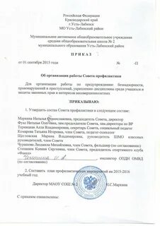 Постановление совета профилактики