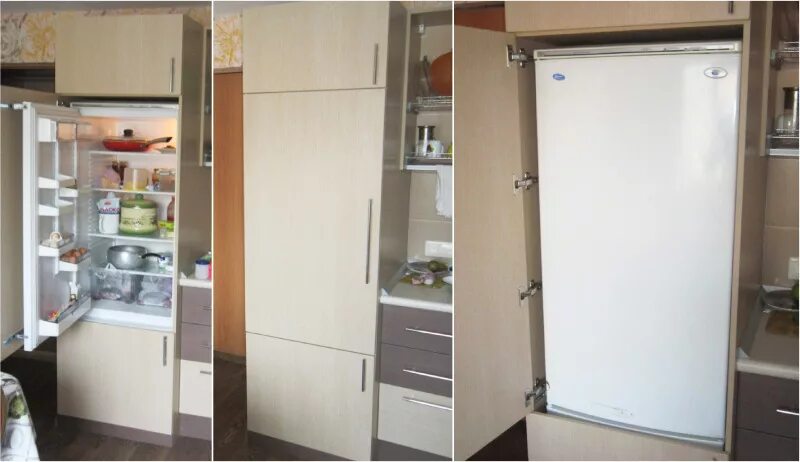 Как можно закрыть холодильник. Встроенный холодильник. Холодильник встроенный в шкаф. Встроить встраиваемый холодильник в шкаф. Встроить обычный холодильник.