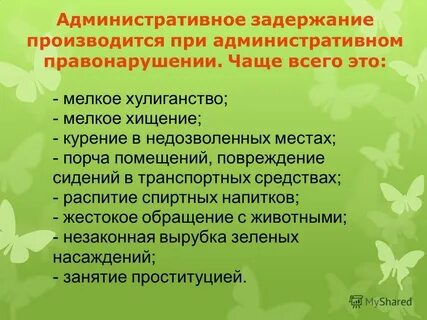 Основания задержания административного правонарушения