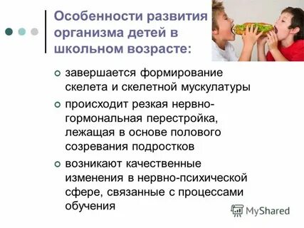 Особенности развития организма