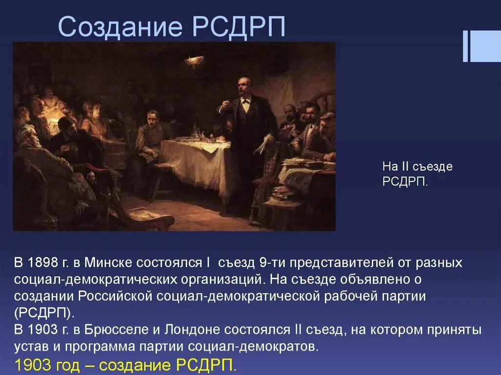 Год создания партии рсдрп. РСДРП при Николае 2. 1894-1904 Правления Николая 2.