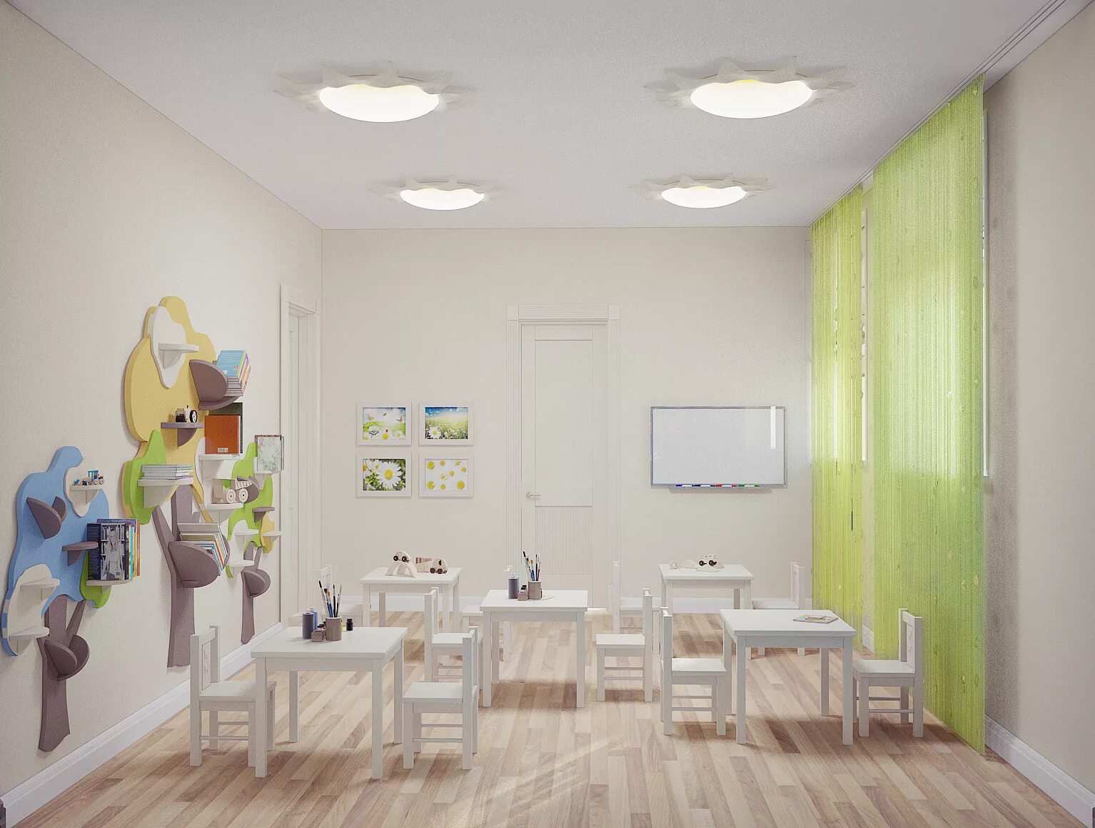 современный интерьер детского сада. интерьер изостудии для детей. художественная студия для детей. современные студии для детей. интерьер детского центра.
