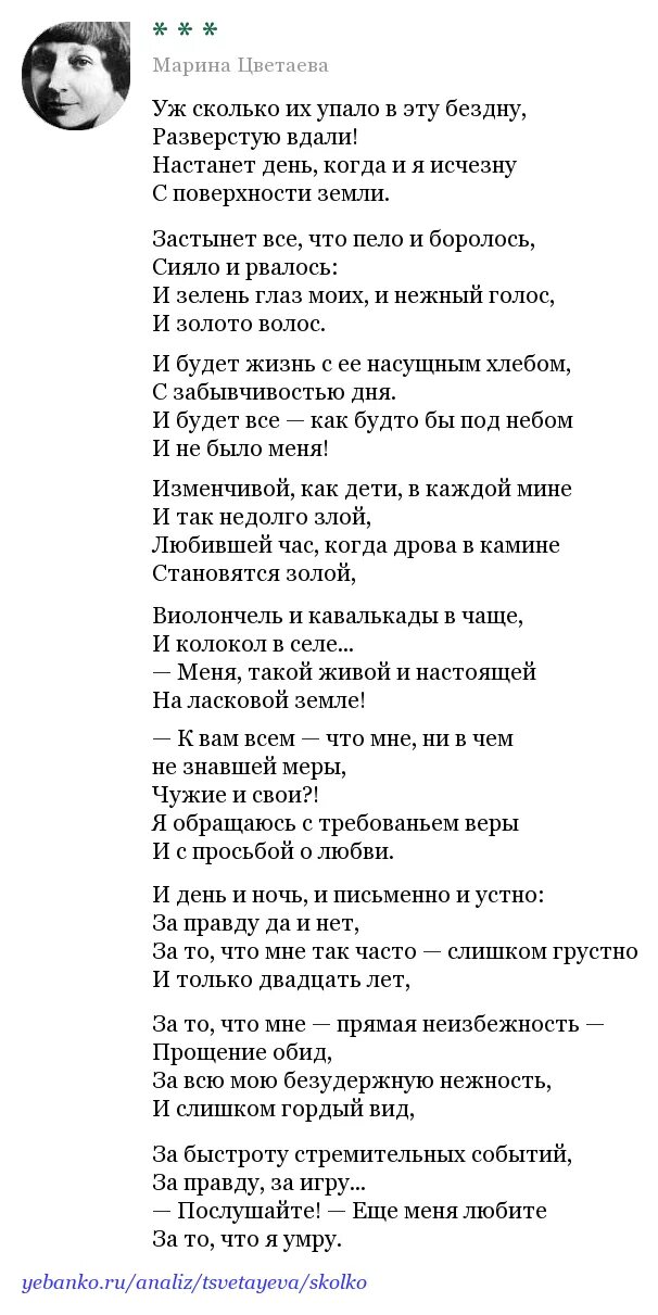 Настанет день и я исчезну с поверхности. Цветаева стихи уж сколько их упало. Стихи Цветаевой уж сколько их упало в эту бездну. Монолог Цветаева.