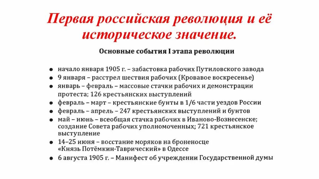 Причины великой российской революции на дальнем востоке. Совет рабочих уполномоченных. Первая Российская революция и ее историческое значение. Совет рабочих уполно-моченных». Историческое значение первой русской революции.