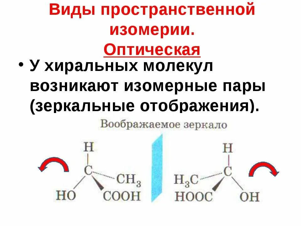 Виды пространственной изомерии. Пространственный Тип изомерии. Хиральный изомер. Оптическая изомерия. Типы и виды изомерии