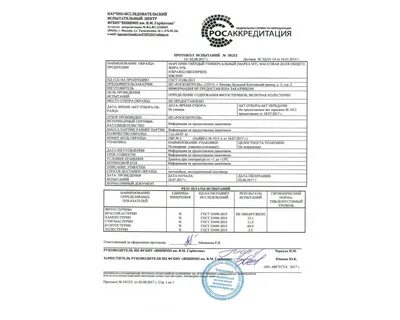 Протокол испытаний образец заполнения