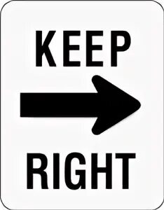 To the right sign. Keep right. Evacuate lef and right sign. Sang right