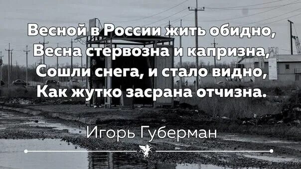 Как дальше жить в россии простому. Сошли снега и стало видно как. И стало видно как жутко засрана отчизна. Весной в России жить обидно. Как жутко засрана отчизна.