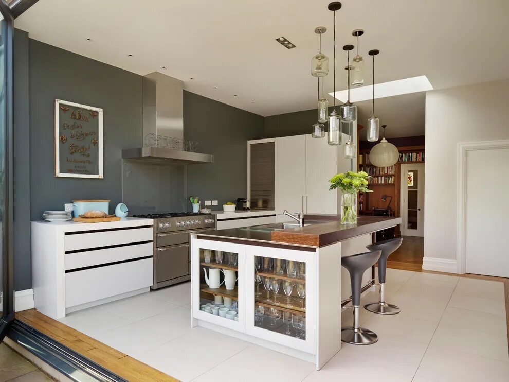 Great idea to combine kitchen/dining space! Open plan kitchen living room, Kitch