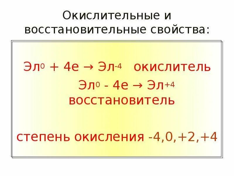 Степень окисления восстановителя. Степени окисления подгруппы углерода. Металлические и восстановительные свойства. Возможные степени окисления углерода. Изменение окислительно восстановительных свойств