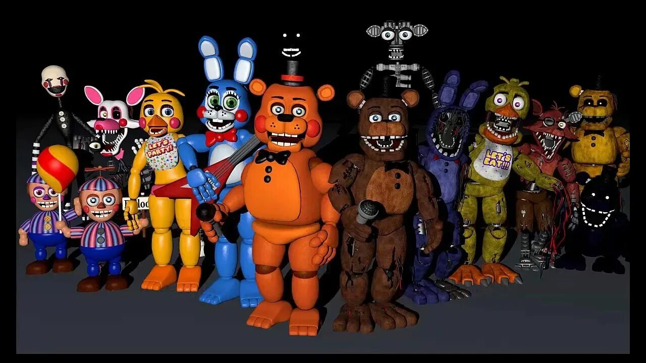 АНИМАТРОНИКИ из FNAF 2. ФНАФ 2 персонажи. ФНАФ персонажи 2 часть. FNAF 2 all Animatronics. Почему аниматроников